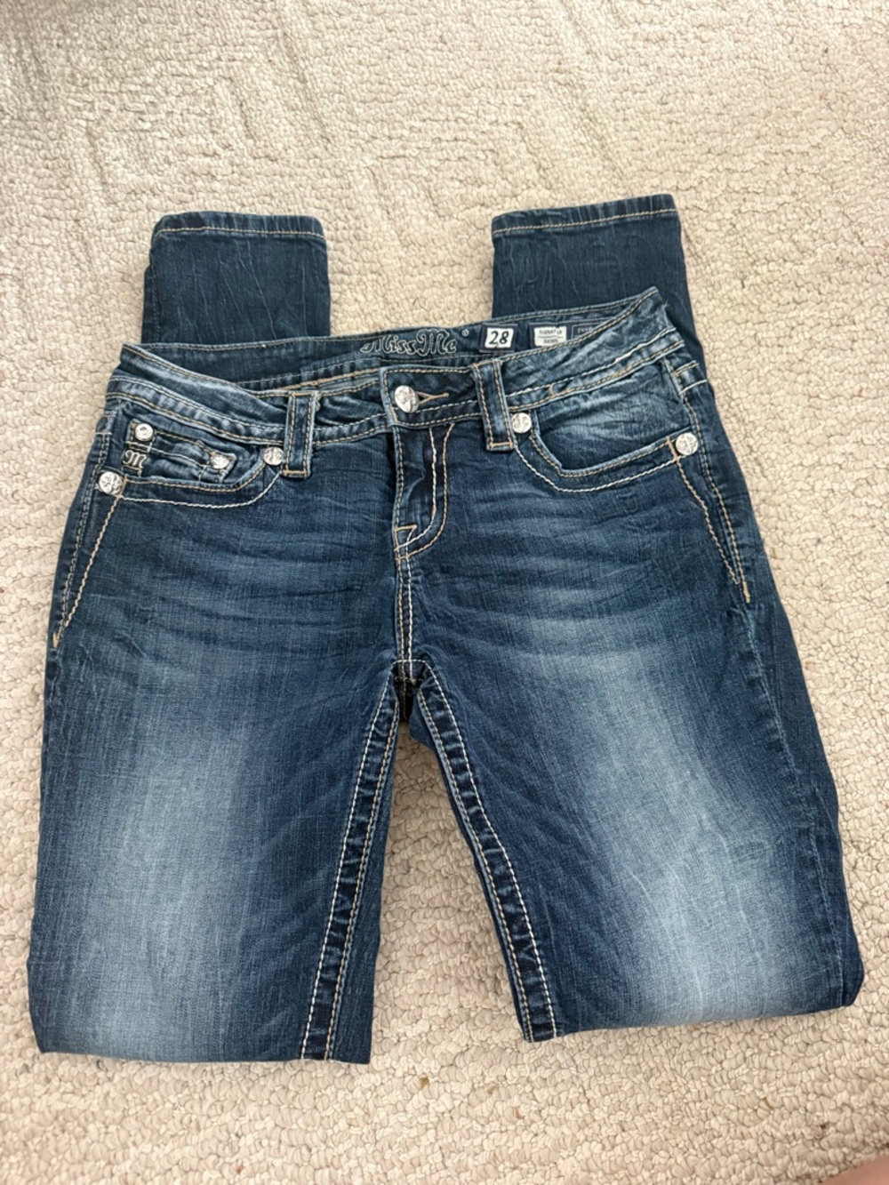 Miss Me Dark Blue Distressed Skinny Jeans